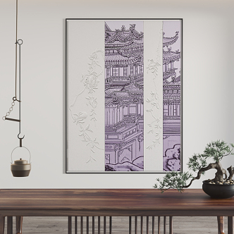 New Chinese Architectural Painting Hanging Painting Decorative Painting 3d model