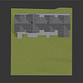 3D Residential House Model on Green Lawn With Brown Soil Base and Gray Roof