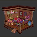 Cartoon Bedroom Cartoon Room Game Bedroom Children Bedroom Bedroom Creative Bedroom Animation Bedroom 3d model