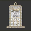 Egyptian Themed Pendant With Sphinx Figure Ankh Symbol And Pearl Border
