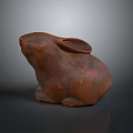 Handcrafted Brown Clay Rabbit Sculpture With Detailed Textured Surface 3d model