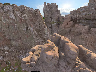 Scenic Rocky Cliff Landscape Under Blue Sky With Sunlight Natural Rock Formations And Open View 3d model