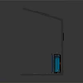 Industrial Style Metal Awning Structure With Blue Container Top Lights And Metal Walls