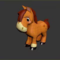 Cute Orange Cartoon Horse Toy With Red Mane White Belly And Black Hooves