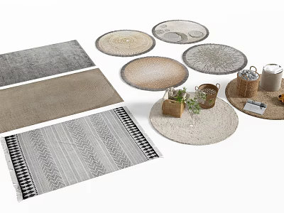 Round Carpet Designs With Neutral Colors Textured Patterns And Modern Styles For Home Decor 3d model