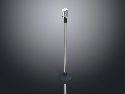 Silver Floor Standing Speaker With Black Base And Reflective Surface On Gray Background 3d model