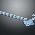 Blue Long Strip Structure With Curved And Broken Parts On Gray Background