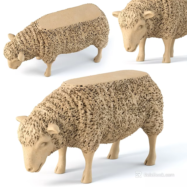Sheep Shaped Functional Table with Textured Surface and Unique Animal Design for Home Decor 3d model 