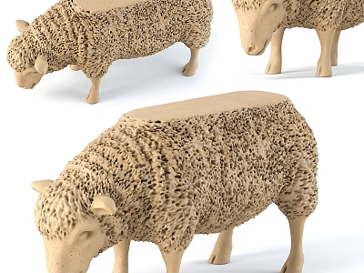 Sheep Shaped Functional Table with Textured Surface and Unique Animal Design for Home Decor 3d model