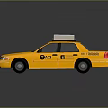 Yellow Taxi Car With Roof Light And TAXI Logo On Shiny Body