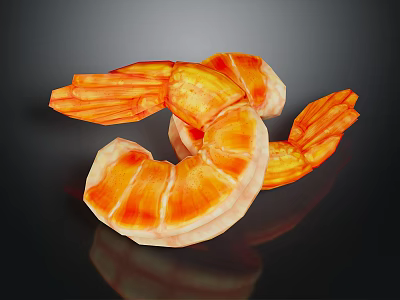 Cooked Orange Juicy Curved Shrimp With Glossy Shell And Fresh Look 3d model