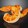 Cooked Orange Juicy Curved Shrimp With Glossy Shell And Fresh Look