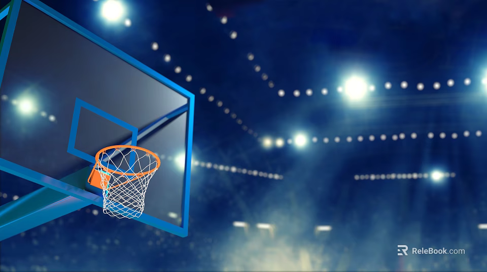 Professional Basketball Hoop As Sports Equipment With Net In Stadium Court 3d model 