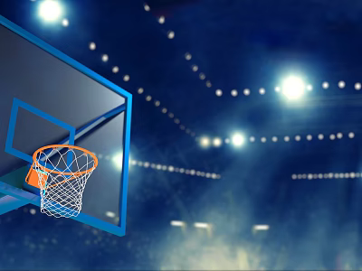 Professional Basketball Hoop As Sports Equipment With Net In Stadium Court 3d model