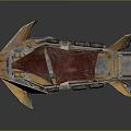 Futuristic Yellow Sci Fi Transport Vehicle With Red Canopy And Glowing Mechanical Parts