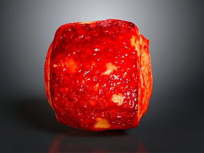 Vibrant Red Strawberry Cube With Textured Surface And Shiny Appearance 3d model