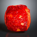 Vibrant Red Strawberry Cube With Textured Surface And Shiny Appearance