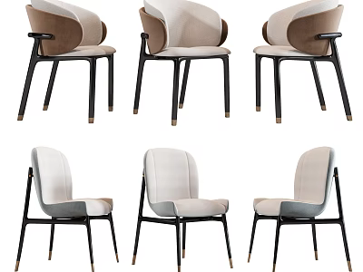 Modern Accent Chair Design With Upholstered Seat Curved Backrest And Metal Legs 3d model