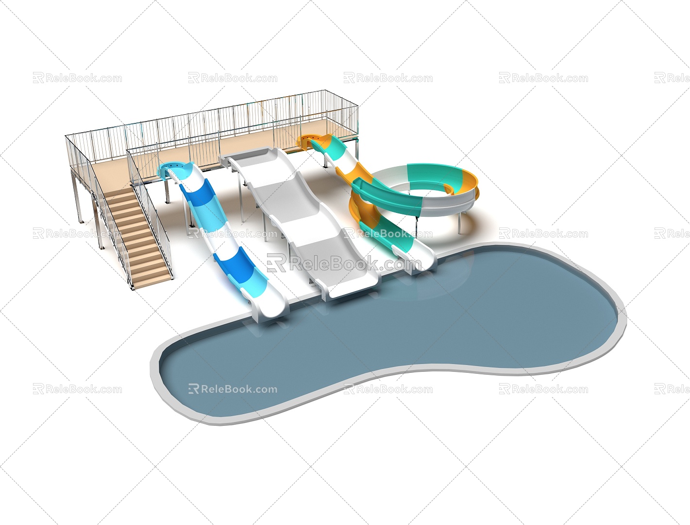 Water slide Water park Children's slide Water play equipment Amusement facilities 3d model