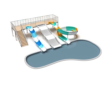 Water slide Water park Children'slide Water play equipment Amusement facilities 3d model