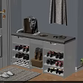 Modern White Shoe Cabinet With Multiple Compartments And Top Storage In Entryway