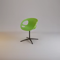 Green Round Leisure Chair With Cutout Design And Metal Base Stand