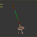 Mythical Golden Decorative Staff With Red Blue Gems And Intricate Patterns