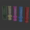 Silver Tower Structures Five Decorative Architectural Models With Windows And Base Details