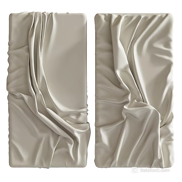 Beige Textured Wall Decor with Wrinkled Drapery Design for Home Interior Decoration 3d model 