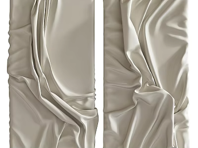 Beige Textured Wall Decor with Wrinkled Drapery Design for Home Interior Decoration 3d model
