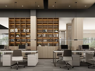 modern public office area office area 3d model