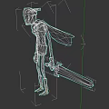 Game And Movie Character With Purple Pink Helmet Mechanical Design And Large Sword