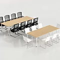 Modern Wooden Conference Tables With Black And White Office Chairs Setup