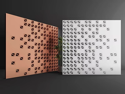 Art hollow brick partition 3d model