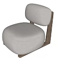 Light Gray Fabric Single Seater Sofa With Rounded Backrest And Wooden Frame 3d model