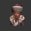 Cartoon Style Game Character With Golden Braids And Decorative Hat