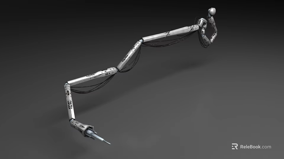 Industrial Robotic Arm Equipment With Multiple Joints Metal Structure Tool End And Cables 3d model 