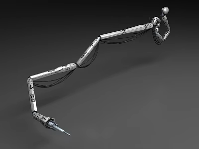 Industrial Robotic Arm Equipment With Multiple Joints Metal Structure Tool End And Cables 3d model