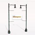 Green Outdoor Street Lights With Poles Crossbars And White Shades