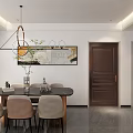 Modern Living Dining Room With Beige Sofa Coffee Table TV Round Decorative Painting And Plant