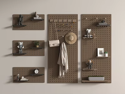 Modern Hole Board Wall Decorative Board Wall Decorative Book Ornaments Scarf Hat 3d model