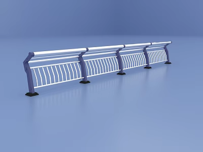 Modern Railing Design With White Light Strip And Blue Support Posts 3d model