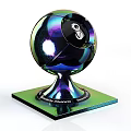 Shiny Blue Purple Sphere Decorative Object With Purple Base Designed by DROWIN MEMENTO