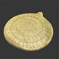 Ancient Circular Stone Sculpture With Radial Patterns And Detailed Carved Edges