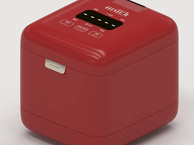 Red Electric Kitchen Appliance With Modern Control Panel And Compact Design 3d model