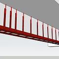 Red Support Beams With White Panels In Modern Architectural Structure Design 3d model