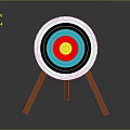 Colorful Archery Target with Concentric Rings on Wooden Tripod Stand for Training