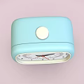 Light Blue Square Shaped Alarm Clock With White Dial Black Hands And Red Second Hand 3d model