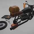 Vintage Motorcycle Being Repaired With Detached Wheel Tools And Brown Seat Bag