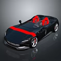Stylish Black Convertible Car With Red Seats And Red Stripe Details